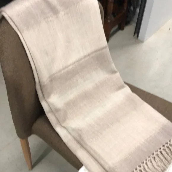 Beige and Brown Fringed Throw